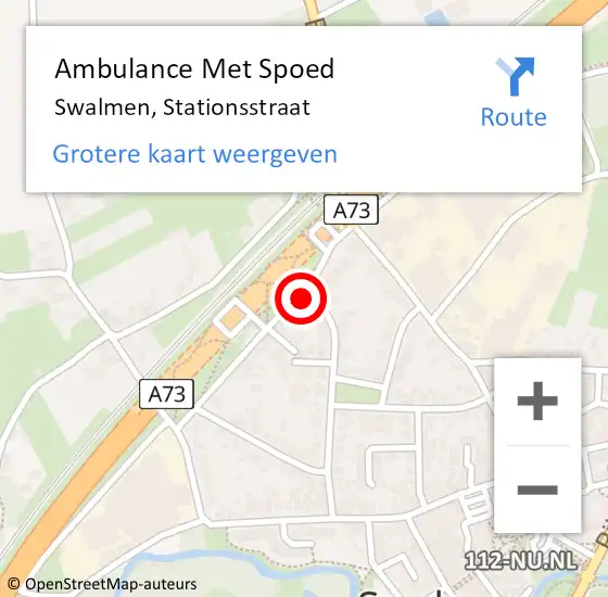 Locatie op kaart van de 112 melding: Ambulance Met Spoed Naar Swalmen, Stationsstraat op 30 december 2022 07:24