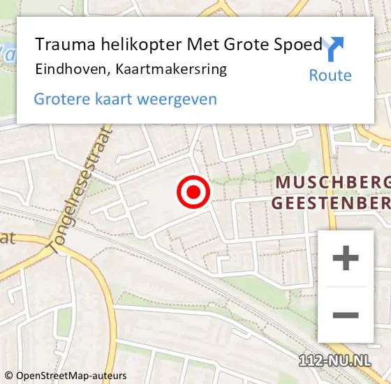 Locatie op kaart van de 112 melding: Trauma helikopter Met Grote Spoed Naar Eindhoven, Kaartmakersring op 30 december 2022 07:44