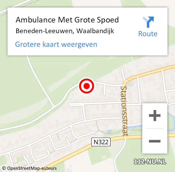 Locatie op kaart van de 112 melding: Ambulance Met Grote Spoed Naar Beneden-Leeuwen, Waalbandijk op 30 december 2022 08:03
