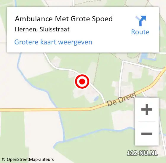 Locatie op kaart van de 112 melding: Ambulance Met Grote Spoed Naar Hernen, Sluisstraat op 30 december 2022 08:26