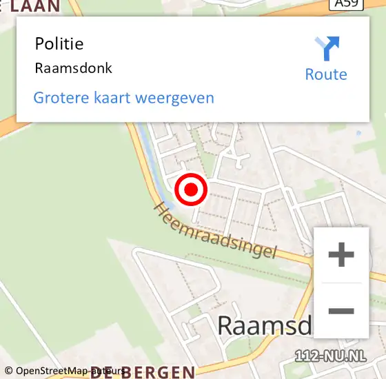 Locatie op kaart van de 112 melding: Politie Raamsdonk op 30 december 2022 09:04