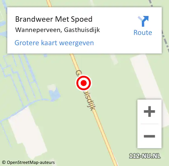 Locatie op kaart van de 112 melding: Brandweer Met Spoed Naar Wanneperveen, Gasthuisdijk op 10 augustus 2014 11:05