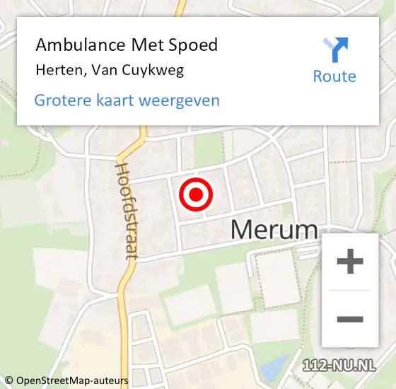 Locatie op kaart van de 112 melding: Ambulance Met Spoed Naar Herten, Van Cuykweg op 30 december 2022 09:11