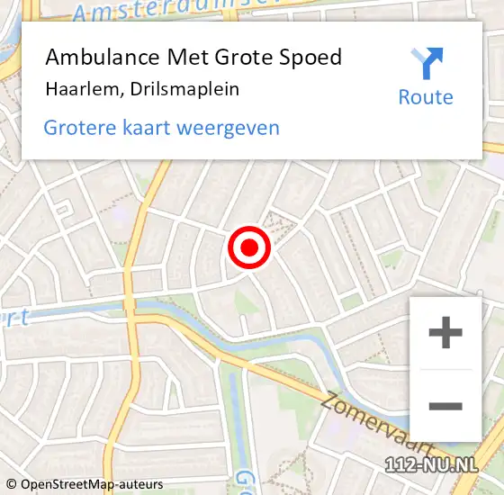 Locatie op kaart van de 112 melding: Ambulance Met Grote Spoed Naar Haarlem, Drilsmaplein op 30 december 2022 09:26