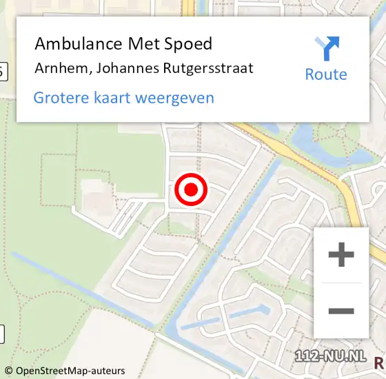 Locatie op kaart van de 112 melding: Ambulance Met Spoed Naar Arnhem, Johannes Rutgersstraat op 30 december 2022 09:35