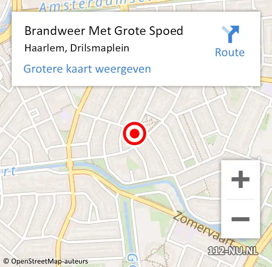 Locatie op kaart van de 112 melding: Brandweer Met Grote Spoed Naar Haarlem, Drilsmaplein op 30 december 2022 09:40