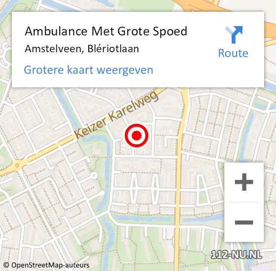 Locatie op kaart van de 112 melding: Ambulance Met Grote Spoed Naar Amstelveen, Blériotlaan op 30 december 2022 09:52
