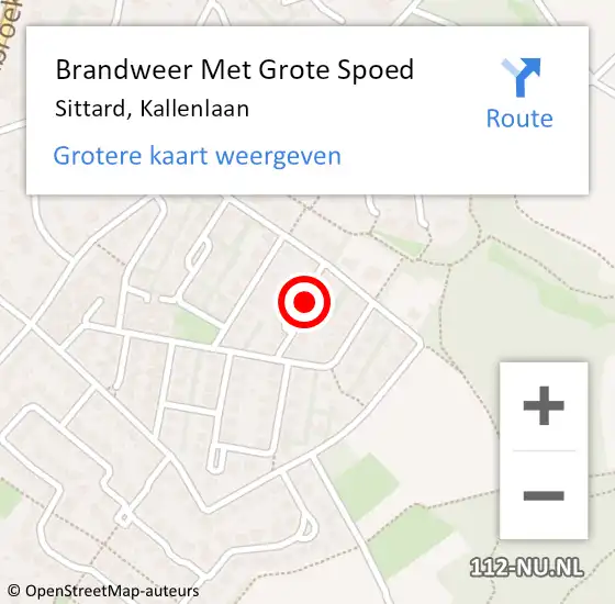 Locatie op kaart van de 112 melding: Brandweer Met Grote Spoed Naar Sittard, Kallenlaan op 30 december 2022 10:08