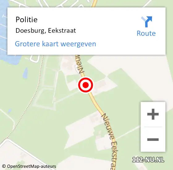 Locatie op kaart van de 112 melding: Politie Doesburg, Eekstraat op 10 augustus 2014 11:15