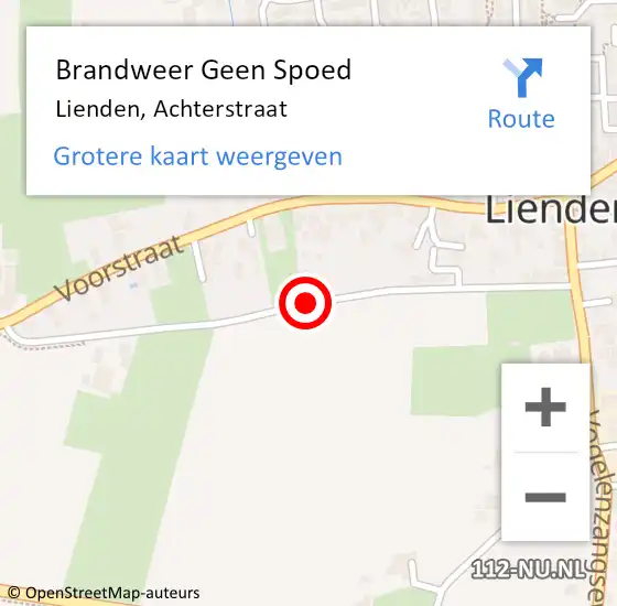 Locatie op kaart van de 112 melding: Brandweer Geen Spoed Naar Lienden, Achterstraat op 30 december 2022 10:21