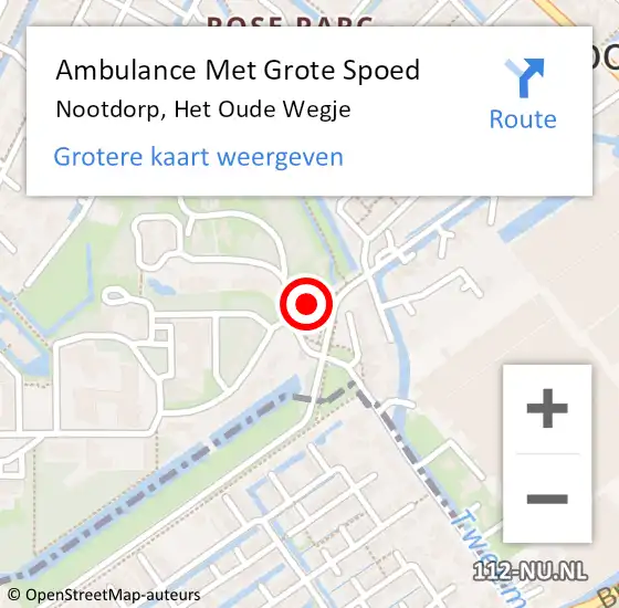 Locatie op kaart van de 112 melding: Ambulance Met Grote Spoed Naar Nootdorp, Het Oude Wegje op 30 december 2022 10:41