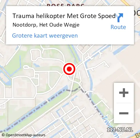 Locatie op kaart van de 112 melding: Trauma helikopter Met Grote Spoed Naar Nootdorp, Het Oude Wegje op 30 december 2022 10:42