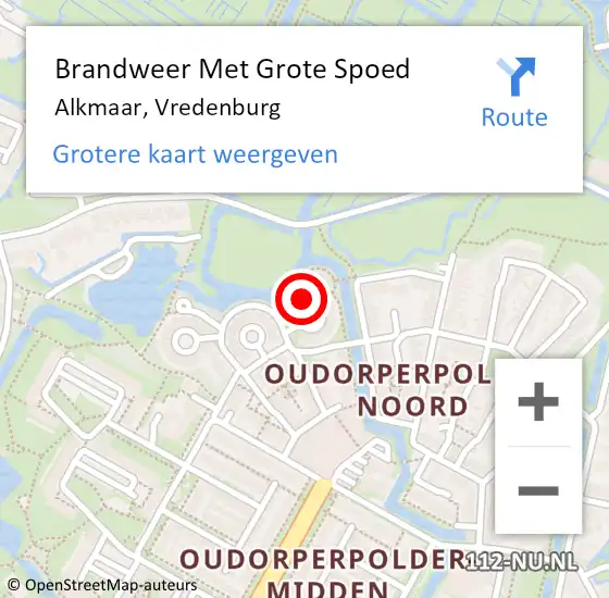 Locatie op kaart van de 112 melding: Brandweer Met Grote Spoed Naar Alkmaar, Vredenburg op 30 december 2022 10:43