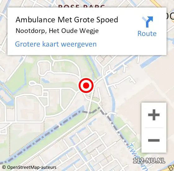 Locatie op kaart van de 112 melding: Ambulance Met Grote Spoed Naar Nootdorp, Het Oude Wegje op 30 december 2022 10:43