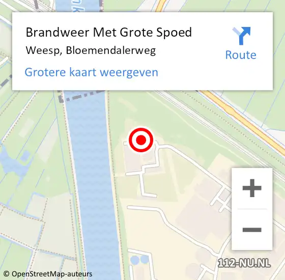 Locatie op kaart van de 112 melding: Brandweer Met Grote Spoed Naar Weesp, Bloemendalerweg op 30 december 2022 10:43