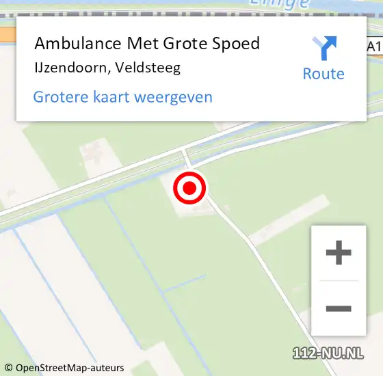 Locatie op kaart van de 112 melding: Ambulance Met Grote Spoed Naar IJzendoorn, Veldsteeg op 30 december 2022 10:45