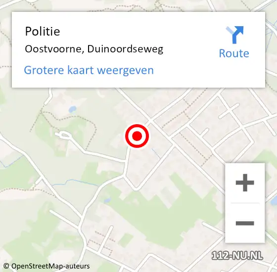 Locatie op kaart van de 112 melding: Politie Oostvoorne, Duinoordseweg op 10 augustus 2014 11:19