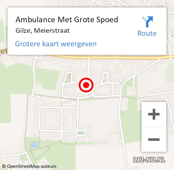 Locatie op kaart van de 112 melding: Ambulance Met Grote Spoed Naar Gilze, Meierstraat op 10 augustus 2014 11:20