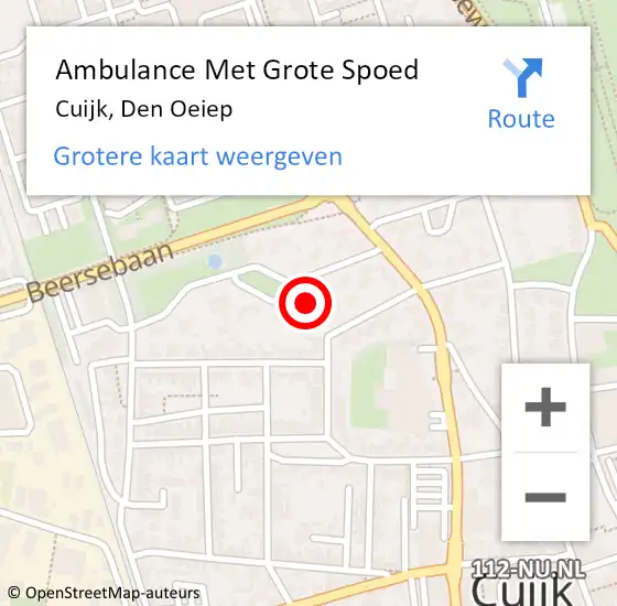 Locatie op kaart van de 112 melding: Ambulance Met Grote Spoed Naar Cuijk, Den Oeiep op 30 december 2022 11:18