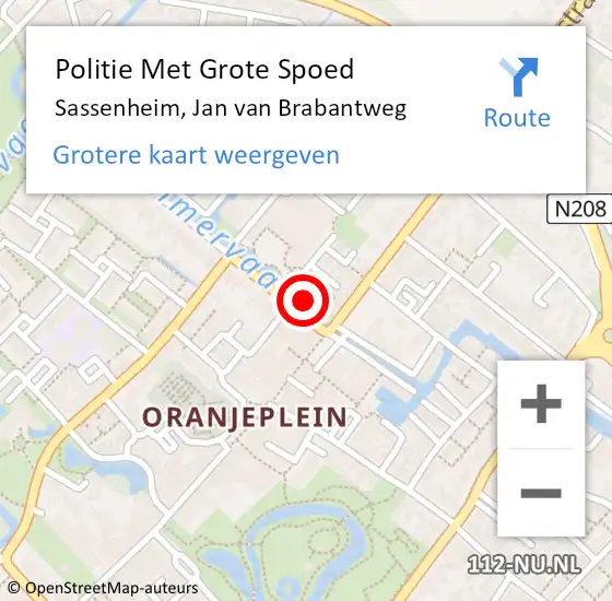 Locatie op kaart van de 112 melding: Politie Met Grote Spoed Naar Sassenheim, Jan van Brabantweg op 30 december 2022 11:25