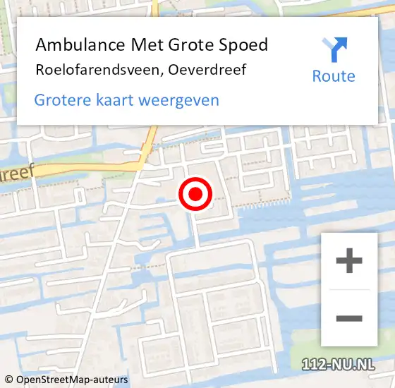 Locatie op kaart van de 112 melding: Ambulance Met Grote Spoed Naar Roelofarendsveen, Oeverdreef op 30 december 2022 11:42