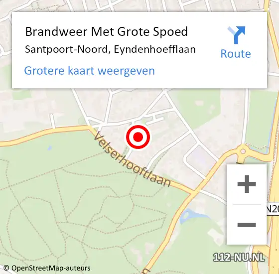 Locatie op kaart van de 112 melding: Brandweer Met Grote Spoed Naar Santpoort-Noord, Eyndenhoefflaan op 30 december 2022 11:56