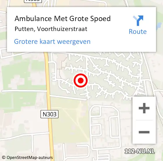 Locatie op kaart van de 112 melding: Ambulance Met Grote Spoed Naar Putten, Voorthuizerstraat op 30 december 2022 11:56