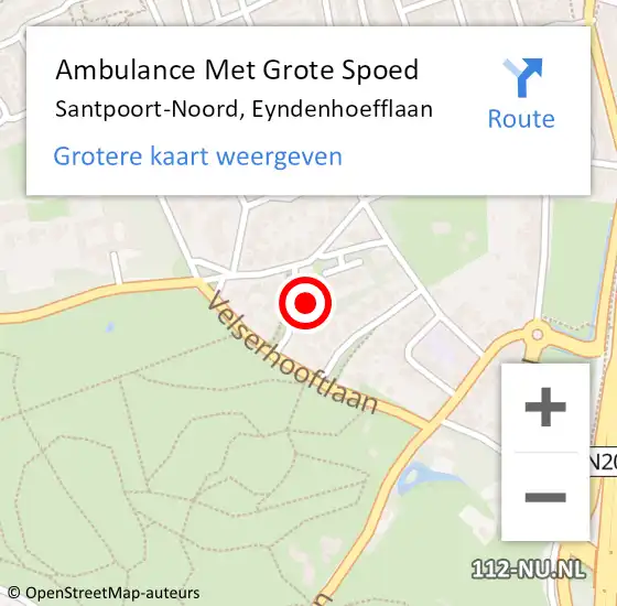 Locatie op kaart van de 112 melding: Ambulance Met Grote Spoed Naar Santpoort-Noord, Eyndenhoefflaan op 30 december 2022 11:57