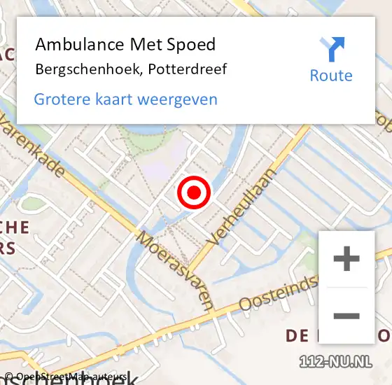 Locatie op kaart van de 112 melding: Ambulance Met Spoed Naar Bergschenhoek, Potterdreef op 30 december 2022 11:58