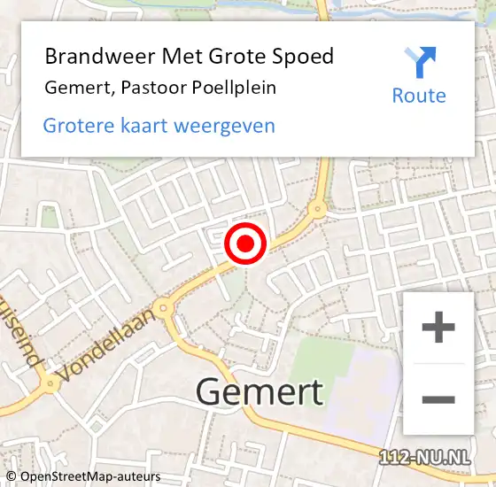 Locatie op kaart van de 112 melding: Brandweer Met Grote Spoed Naar Gemert, Pastoor Poellplein op 30 december 2022 12:08