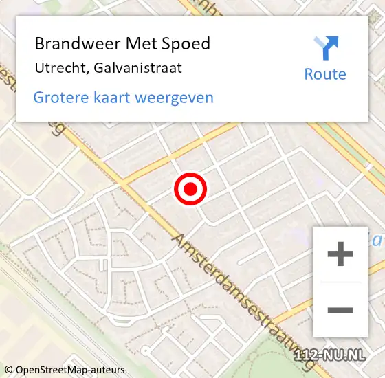 Locatie op kaart van de 112 melding: Brandweer Met Spoed Naar Utrecht, Galvanistraat op 30 december 2022 12:22