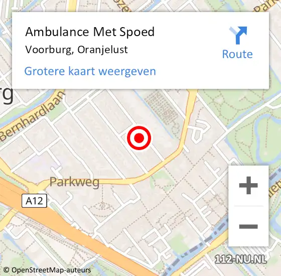 Locatie op kaart van de 112 melding: Ambulance Met Spoed Naar Voorburg, Oranjelust op 30 december 2022 12:28