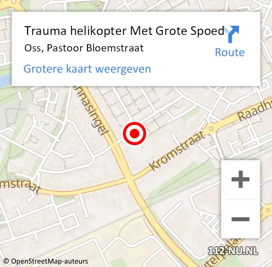 Locatie op kaart van de 112 melding: Trauma helikopter Met Grote Spoed Naar Oss, Pastoor Bloemstraat op 30 december 2022 12:29