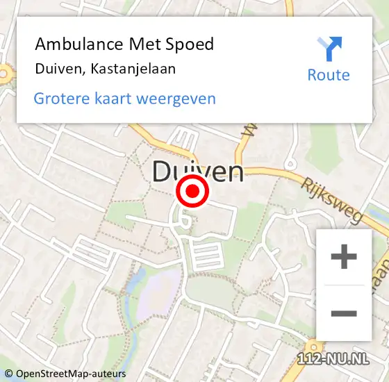 Locatie op kaart van de 112 melding: Ambulance Met Spoed Naar Duiven, Kastanjelaan op 30 december 2022 12:33