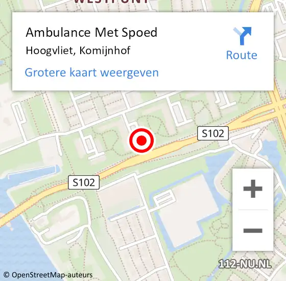 Locatie op kaart van de 112 melding: Ambulance Met Spoed Naar Hoogvliet, Komijnhof op 30 december 2022 12:46