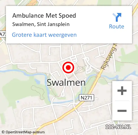 Locatie op kaart van de 112 melding: Ambulance Met Spoed Naar Swalmen, Sint Jansplein op 30 december 2022 13:12