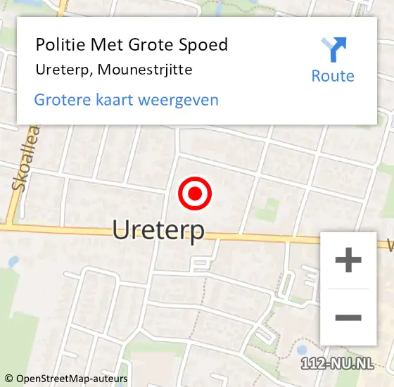 Locatie op kaart van de 112 melding: Politie Met Grote Spoed Naar Ureterp, Mounestrjitte op 30 december 2022 13:17