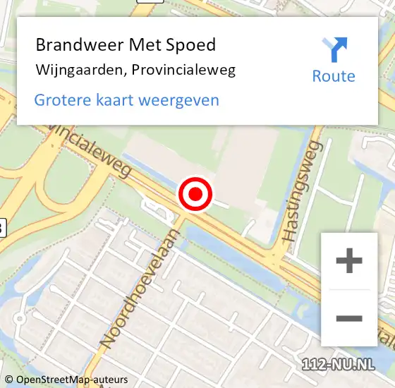 Locatie op kaart van de 112 melding: Brandweer Met Spoed Naar Wijngaarden, Provincialeweg op 10 augustus 2014 11:47