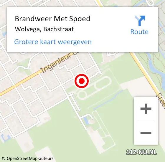 Locatie op kaart van de 112 melding: Brandweer Met Spoed Naar Wolvega, Bachstraat op 30 december 2022 14:20