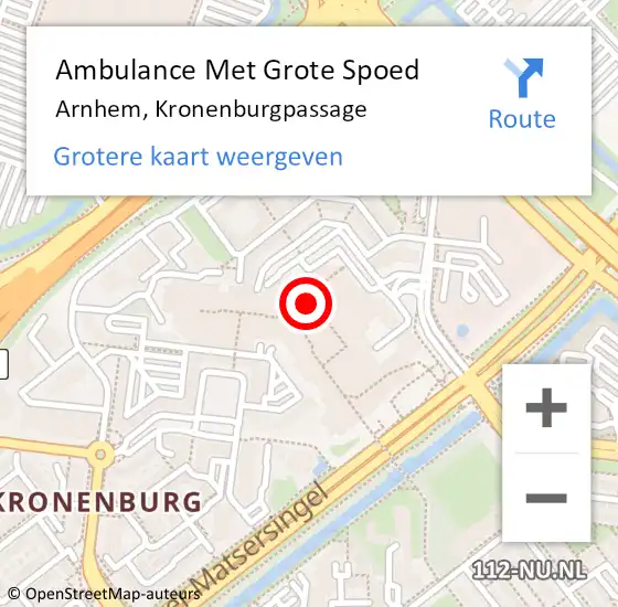 Locatie op kaart van de 112 melding: Ambulance Met Grote Spoed Naar Arnhem, Kronenburgpassage op 30 december 2022 14:22