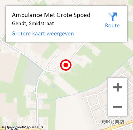 Locatie op kaart van de 112 melding: Ambulance Met Grote Spoed Naar Gendt, Smidstraat op 30 december 2022 14:46