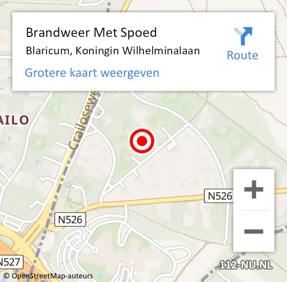 Locatie op kaart van de 112 melding: Brandweer Met Spoed Naar Blaricum, Koningin Wilhelminalaan op 30 december 2022 14:46