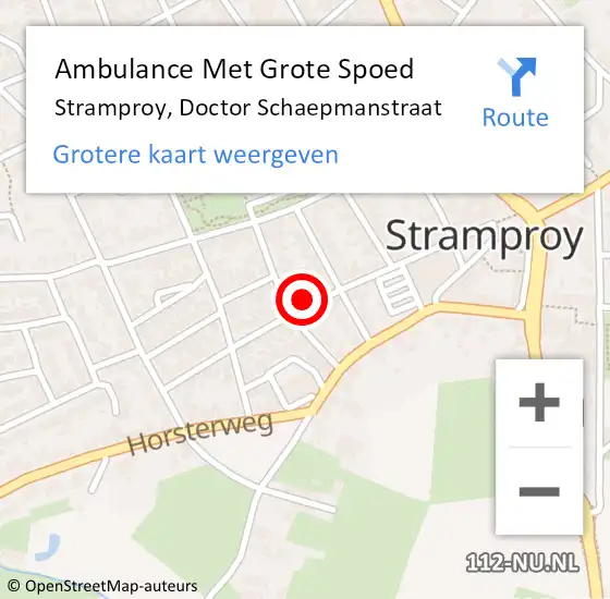 Locatie op kaart van de 112 melding: Ambulance Met Grote Spoed Naar Stramproy, Doctor Schaepmanstraat op 30 december 2022 14:47