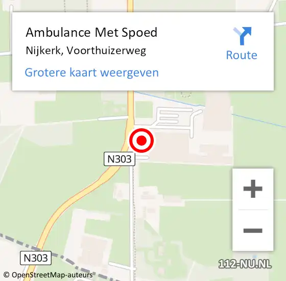 Locatie op kaart van de 112 melding: Ambulance Met Spoed Naar Nijkerk, Voorthuizerweg op 30 december 2022 14:52