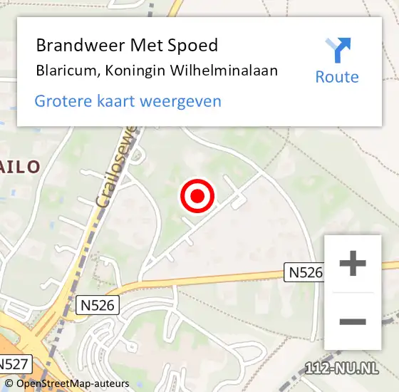 Locatie op kaart van de 112 melding: Brandweer Met Spoed Naar Blaricum, Koningin Wilhelminalaan op 30 december 2022 14:54