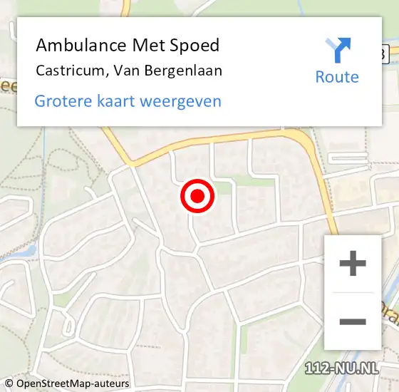 Locatie op kaart van de 112 melding: Ambulance Met Spoed Naar Castricum, Van Bergenlaan op 30 december 2022 14:57