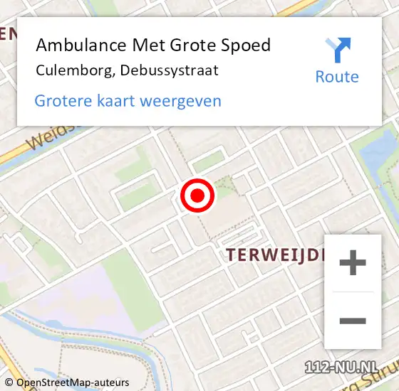 Locatie op kaart van de 112 melding: Ambulance Met Grote Spoed Naar Culemborg, Debussystraat op 30 december 2022 14:59