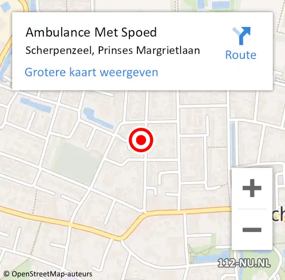 Locatie op kaart van de 112 melding: Ambulance Met Spoed Naar Scherpenzeel, Prinses Margrietlaan op 30 december 2022 15:05