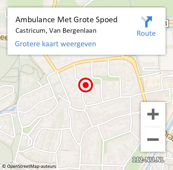 Locatie op kaart van de 112 melding: Ambulance Met Grote Spoed Naar Castricum, Van Bergenlaan op 30 december 2022 15:08