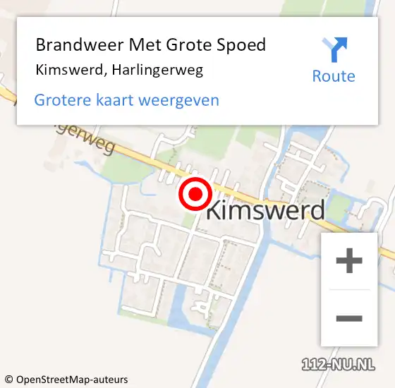 Locatie op kaart van de 112 melding: Brandweer Met Grote Spoed Naar Kimswerd, Harlingerweg op 9 september 2013 09:28